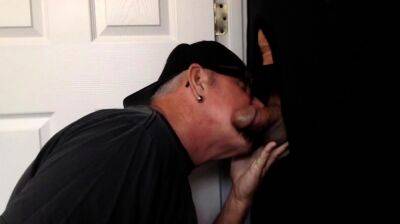 Mature gay sucks cock through gloryhole - drtuber.com